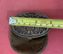 Antique suede wallet in silver and brass in Art Nouveau style