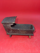 Antique Wood Doll Cradle with Hood, Old Black Stain, 4.5"