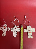 Vintage  Porcelain Cross Christmas Ornament Lot 12