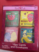 Red & Pink Pop Up Cards & Envelopes Fruity Lot of 5 Boxes = 80 Pieces