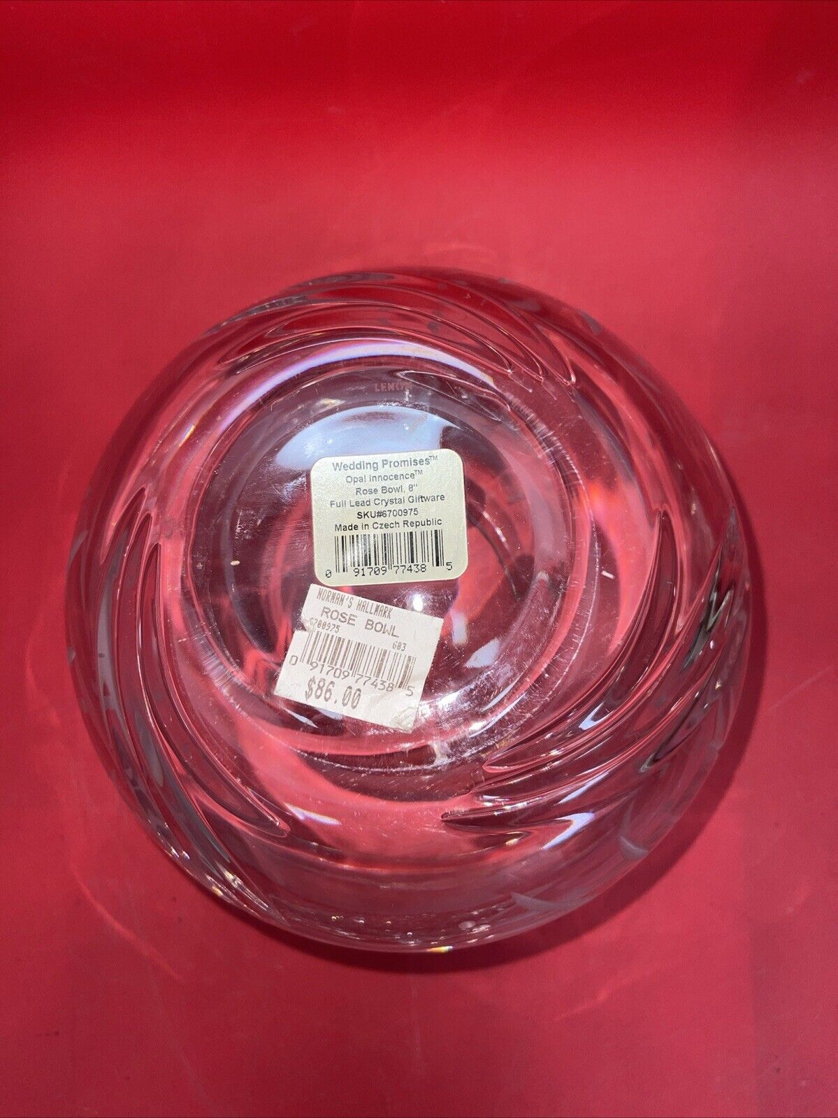 Lenox OPAL INNOCENCE BEAUTIFUL HAND CUT CRYSTAL  ROSE BOWL 8”