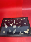 Native American Artifacts Lot 24 w/ Frame Arrowheads Collection 12”x8” Frame #6