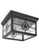 Country Star Square 2 Light Ceiling Mount Farmhouse Fixture, Indoor or Outdoor,