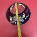 Japanese vase in the shape of a crescent, vintage embossed flowers