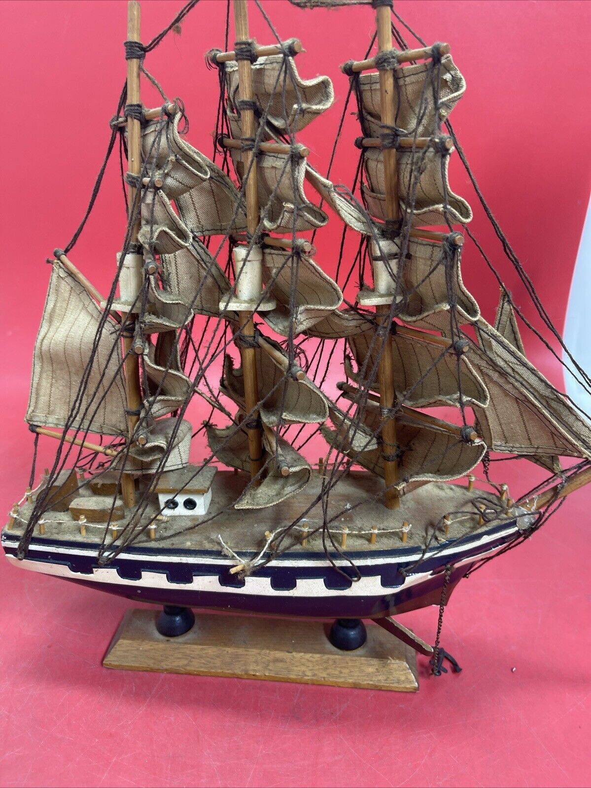 Wooden Ship Model With Anchor