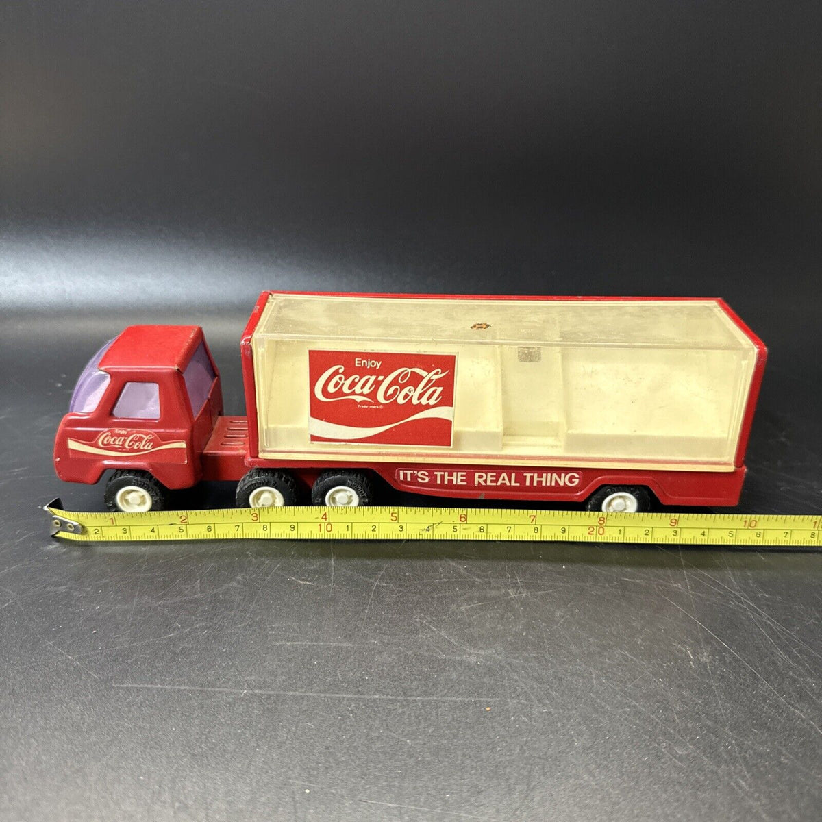 Vintage Buddy L Coca Cola Delivery Trucks,  Tractor Trailer Red Metal Coke Bottl