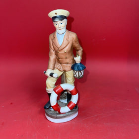 Vintage Sea Captain Holding Telescope & A Lantern 8" Bisque Porcelain Figurine