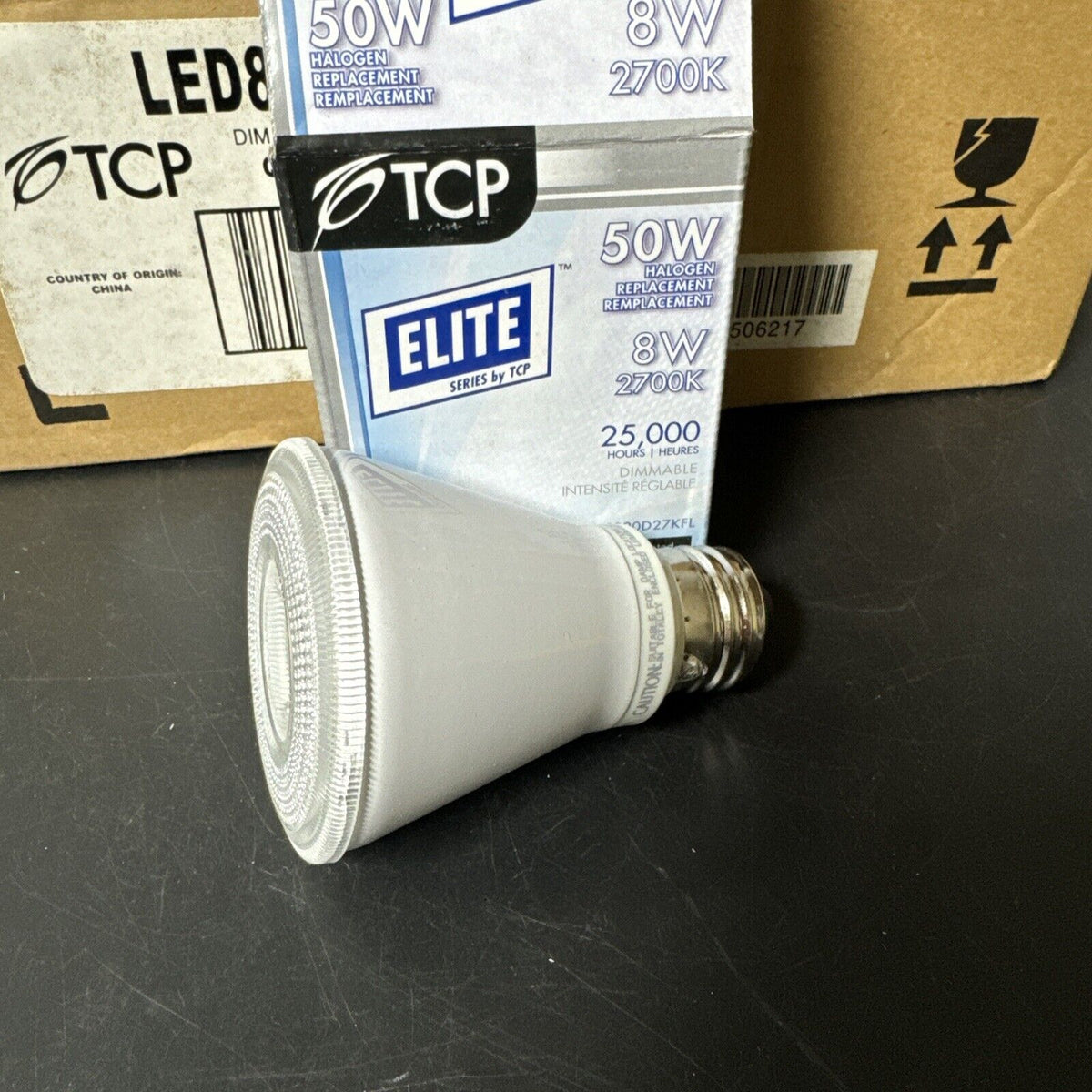 TCP Elite 50W 8W 2700K 25,000 Hours 500 Lumens Dimmable Light Bulbs/ Lot Of 12