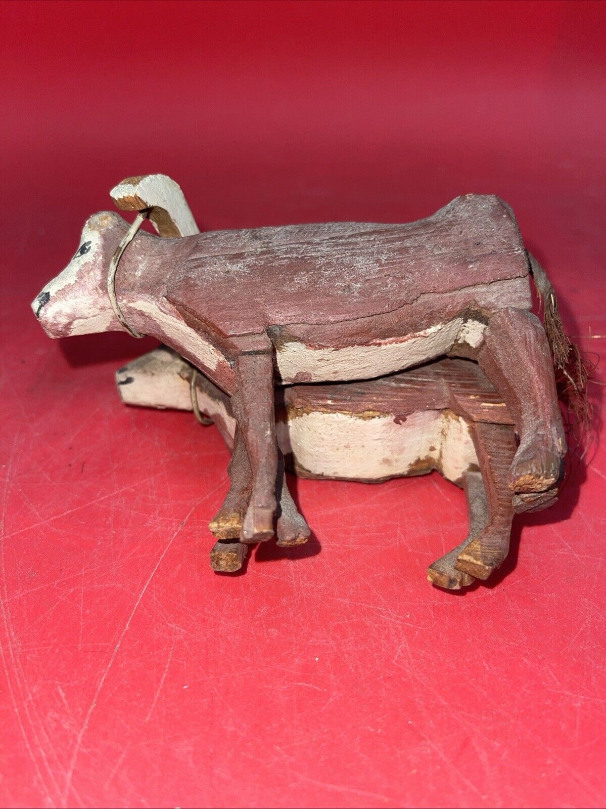 ANTIQUE OX DRAWN YUNTA WOODEN SCULPTURE