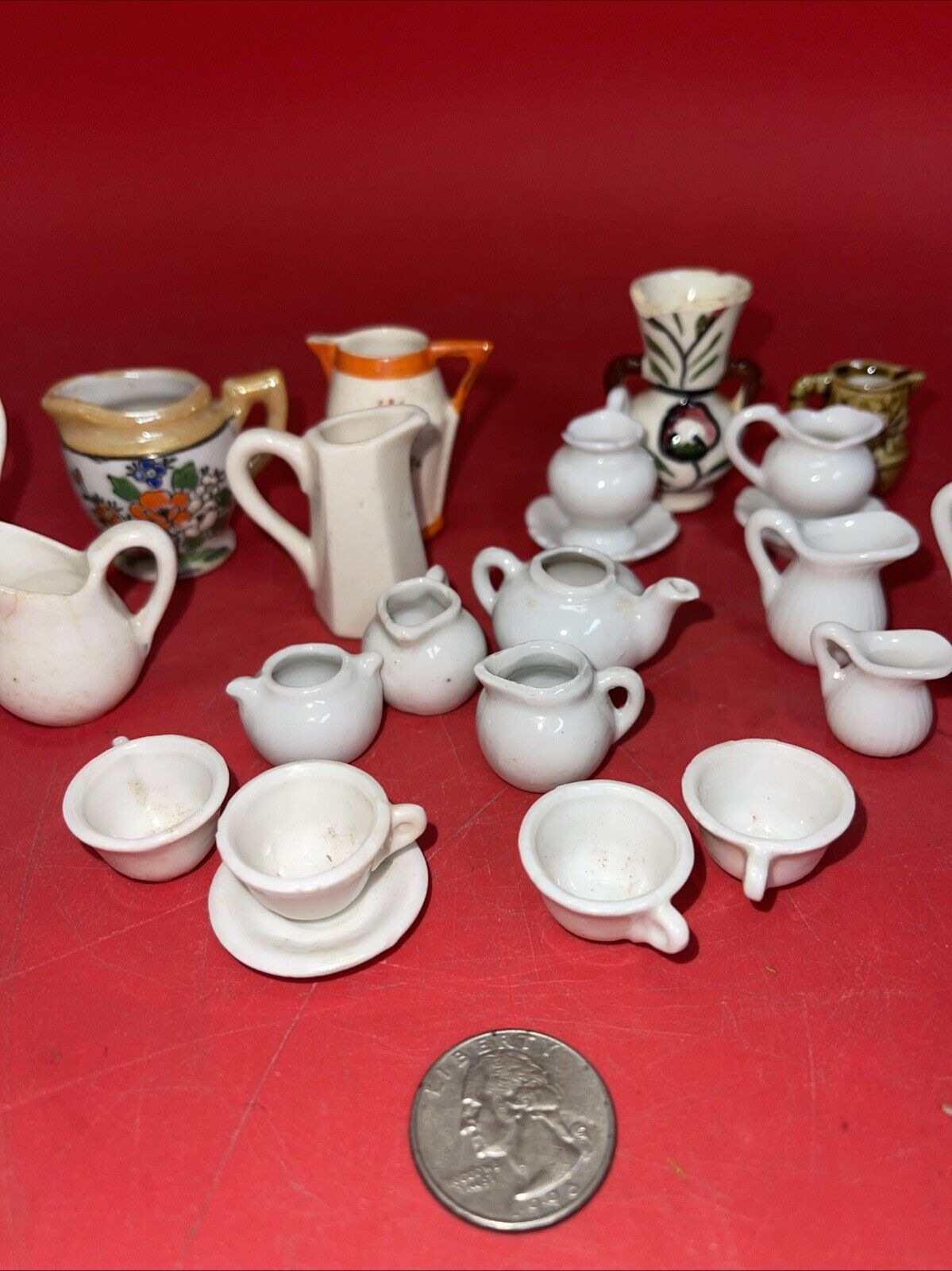 Lot Of Miniature Ceramic Plates, Teapots, Cups