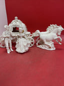 Beautiful porcelain carriage with horses, Cinderella and Prince.