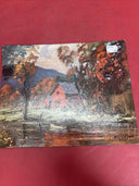 Vintage Shumaker Autumn Reflections Art Print Litho Used  Cardboard Mid-Century