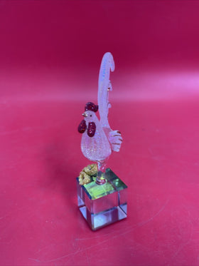 Vintage collectible transparent Rooster figurine