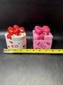 Vintage Ceramic Jewelry Box Theme Love Kiss/ Lot Of 2