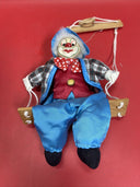 Clown Marionette Puppet With Porcelain Face On Swing 9” Figure