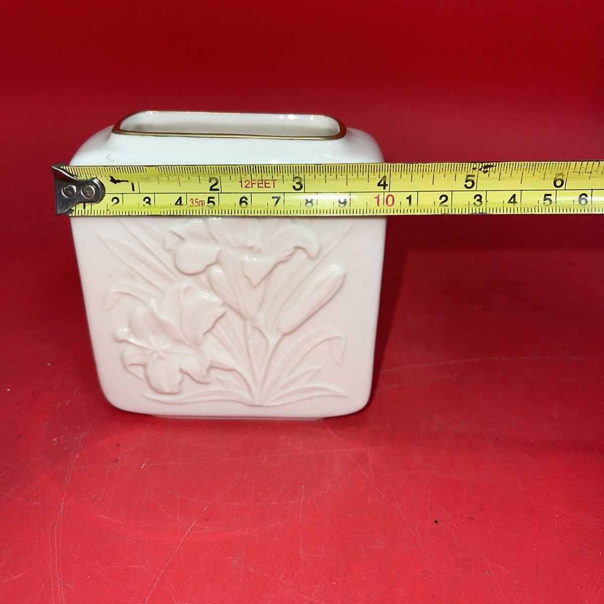 Lenox Rectangular Tiger Lily Vase -24 K Gold Trim-Lot 3