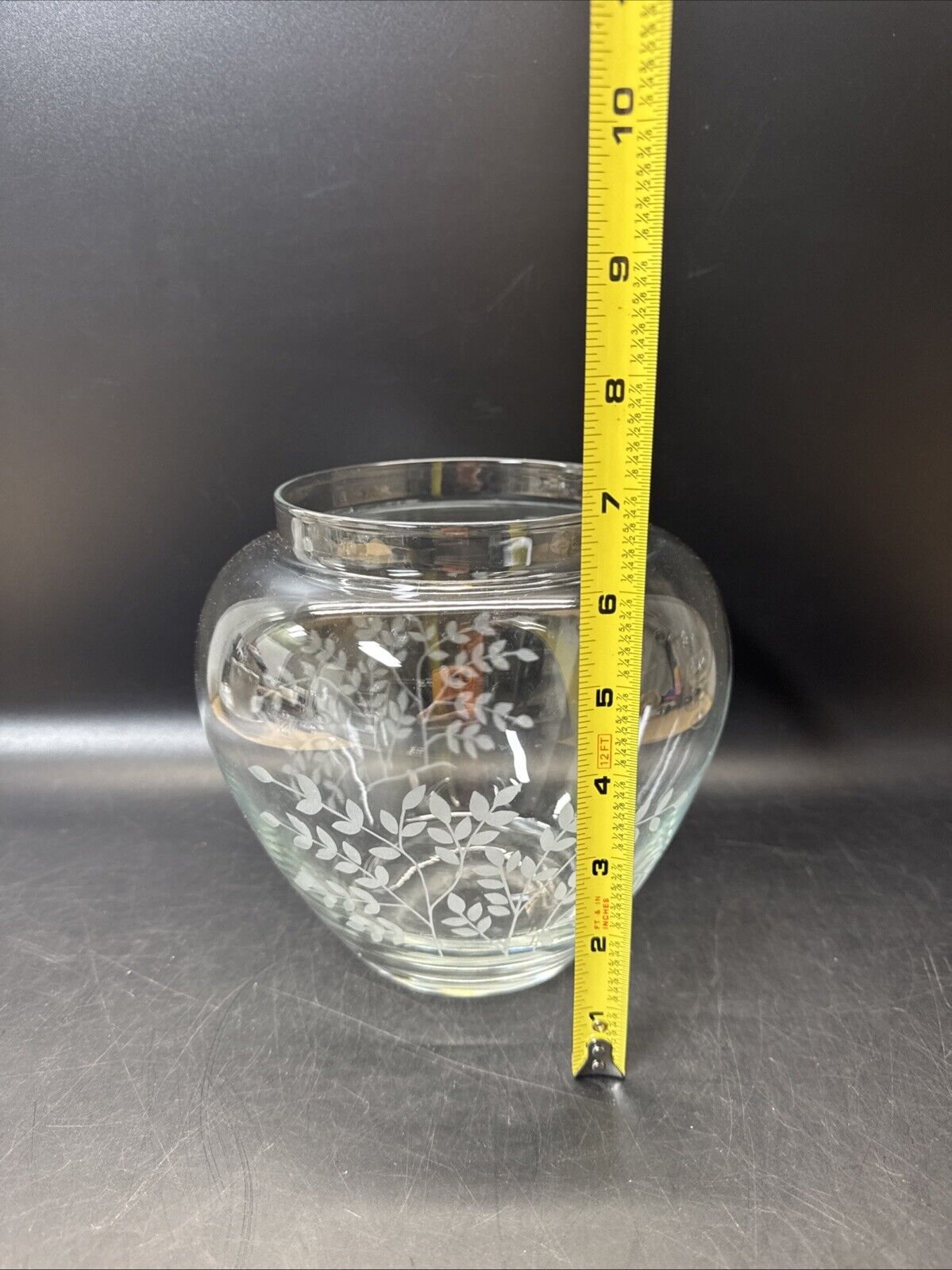 Vintage Glass Vase With Flowers 6.5” Tall