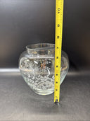 Vintage Glass Vase With Flowers 6.5” Tall