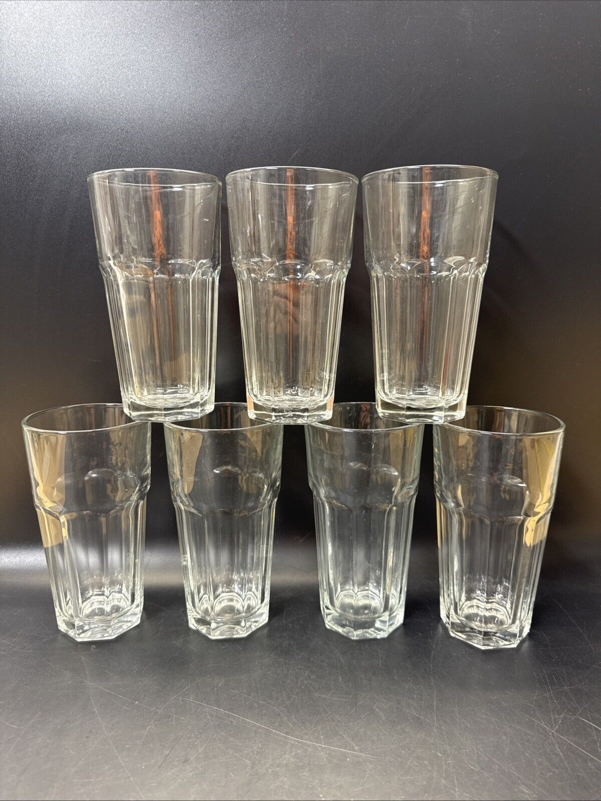 Vintage Libbey Duratuff Tumblers Clear Glasses 6 1/4”/ Lot Of 7