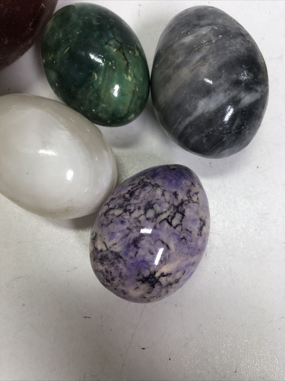 Vintage Set Hand Carved Eggs with Label Made in Italy