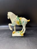Vintage Drip Style Glaze Ceramic War Horse Figurines/lot 3