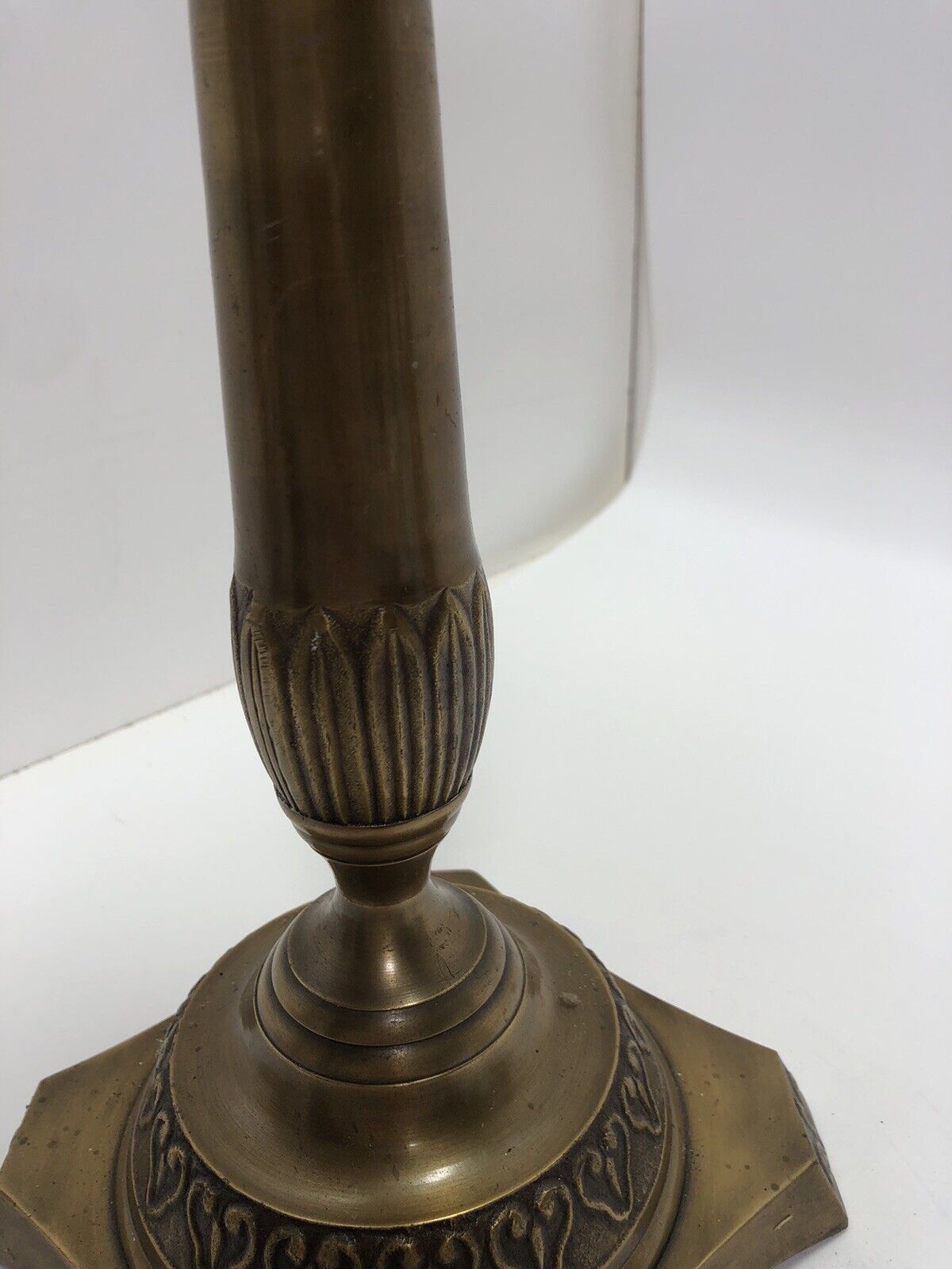 ANTIQUE COLUMN REPOUSSE CANDLE STICK HOLDER