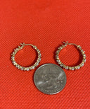 925 Sterling Yellow Silver  Dangle Hoop Earrings (5.1g)