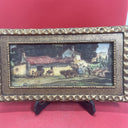 Framed Artini Engraving Hand Etched Painting 17x9.5" Spanish Bodega Old Town