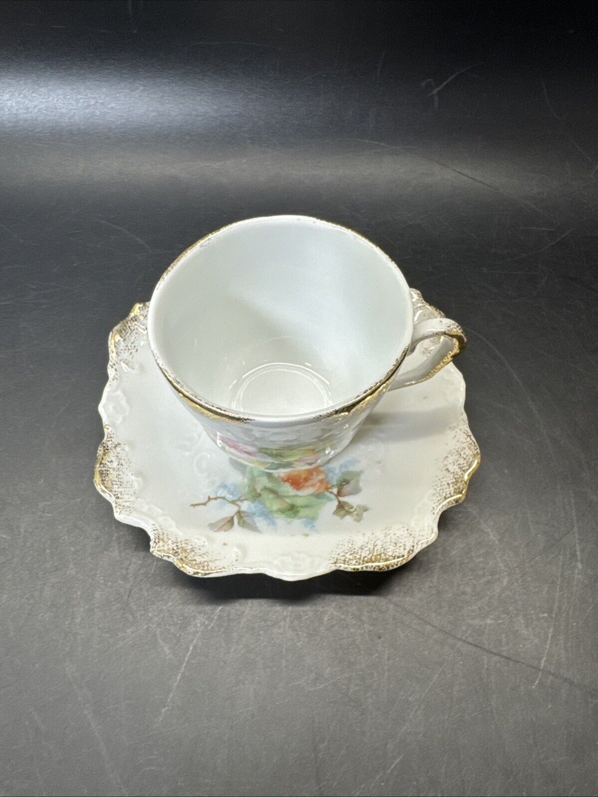 Vintage Silesien Germany Porcelain Mini Cup Saucer Floral