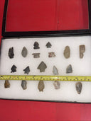 Native American Artifacts Lot 18 w/ Frame Arrowheads Collection 12”x8” Frame #3