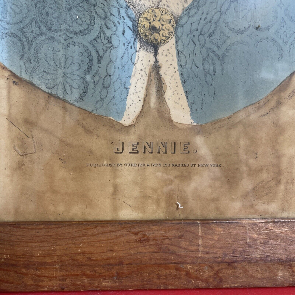Antique CURRIER & IVES Hand Colored Lithograph "Jennie", NY, Framed