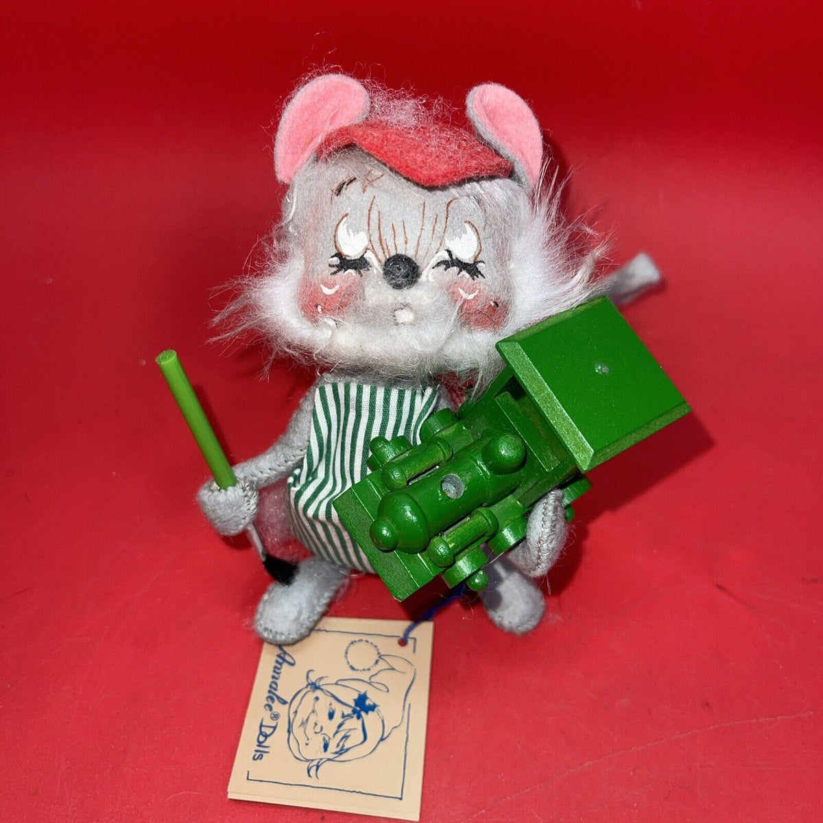 Annalee Vintage Mobilitee Dolls  Christmas Mouse Painter Doll & Caroling Mouse