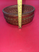 Vintage Gold Ormolu Oval Jewelry Casket Box Gold Velvet Beveled Glass Top 7”