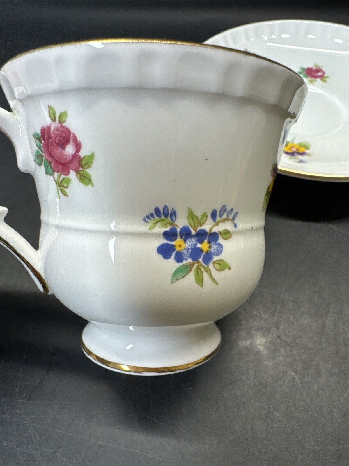 Staffordshire Bone China Crown Tea Cup & Saucer/ Set Of 2