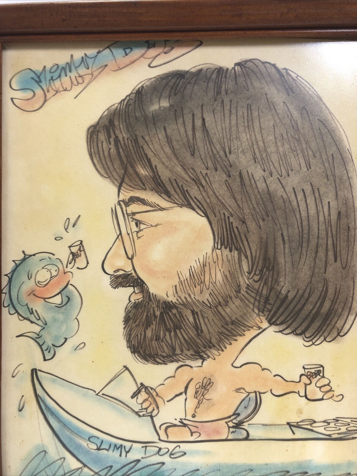 Slimy Dog Funny Art Portrait Signed