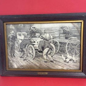 Late 1800's Walter Appleton Clark Orig Print "When an Owner Drives" Orig Frame
