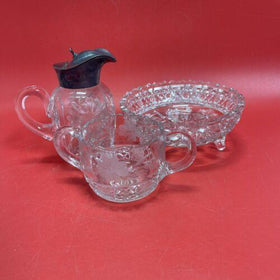 Vintage Crystal Candy Bowl, Sugar Bowl,Syrup Pitcher