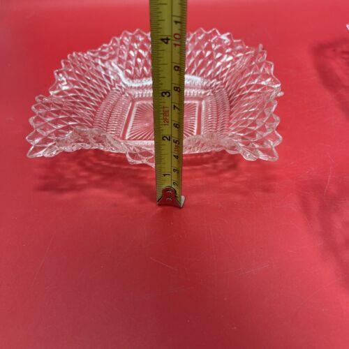 Vintage Indiana Glass Diamond Point Ruffle Edge Trinket  Candy Dishes Set 3