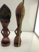 Pair Of Two Odd Wood Sculptures Figures  vintage Hand Crafted