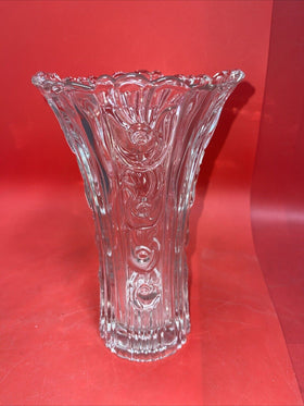 Vintage Italian Tall/Heavy Clear Glass Vase with Floral Embellishment Lot 2