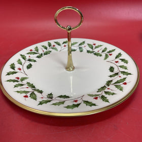 Lenox Holiday Plate with Handle and 2 Glasses