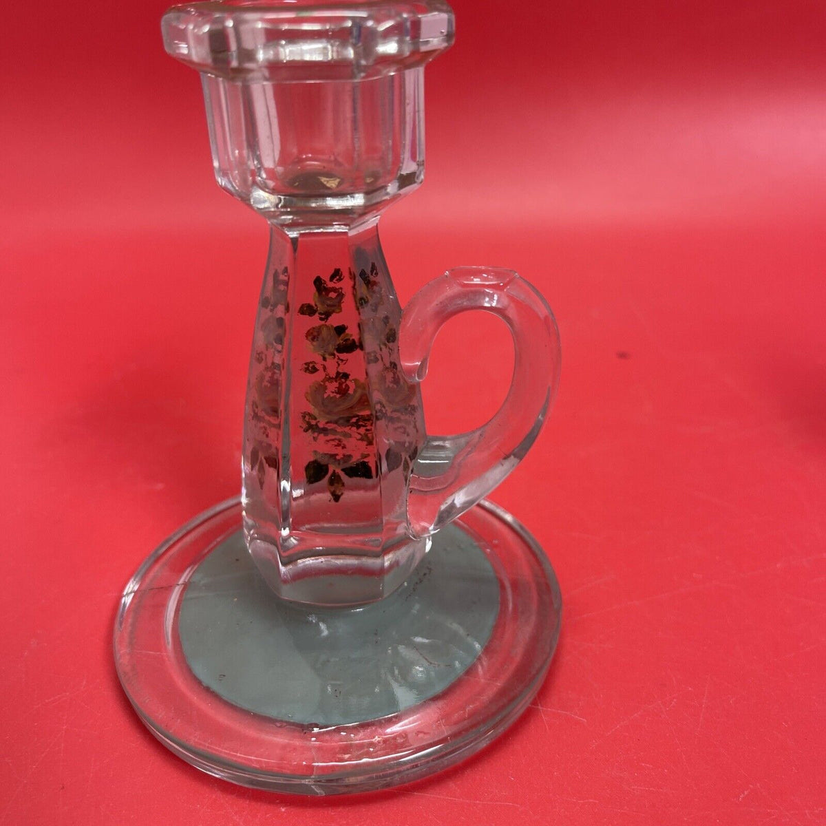 Vintage Glass Candlestick glass stick handle 5.5"Set 2