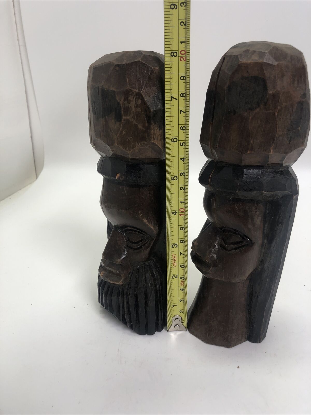 Vintage Tiki Totems From Jamaica Wooden Statue Man Woman Carved wood