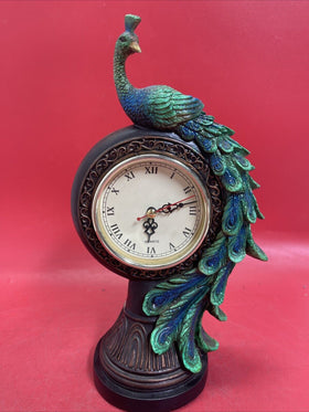 PEACOCK STANDING QUARTZ BATTERY CLOCK MADE FOR CRACKER BARREL