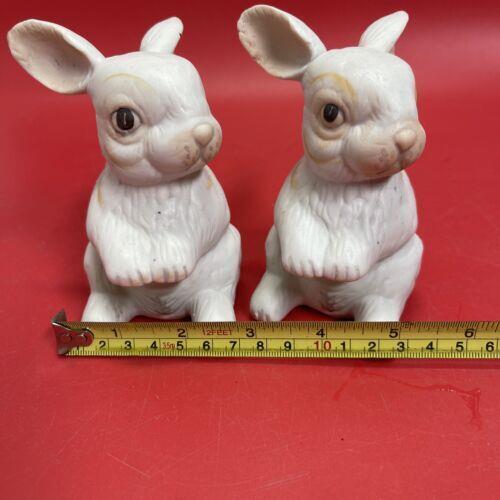 Pair of Royal Crown Bunny Rabbit Figurines Signed J Byron