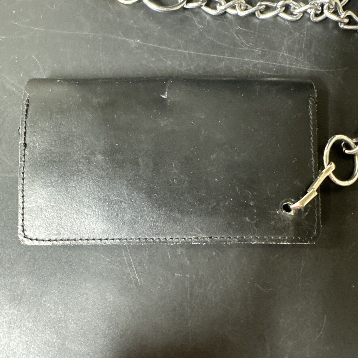 Black Leather Chain Wallet Long Style Billetera