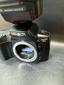 Vintage Minolta Maxxum 5xi + Lens, Flash, Film/ Untested!