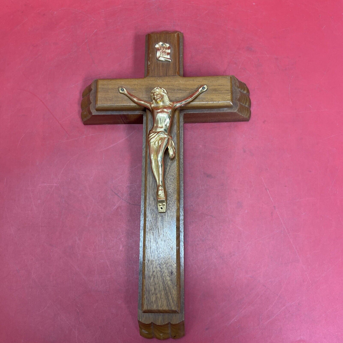 Vintage Catholic Cross Crucifix Sick Call Set with Candles & Holy Water Bottle 