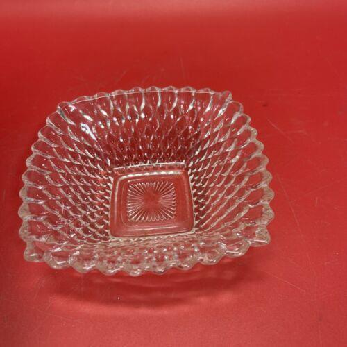 Vintage Indiana Glass Diamond Point Ruffle Edge Trinket  Candy Dishes Set 3