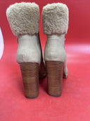 Steve Madden Fur Trimmed Timing High Heel Tan Beige High Heel Boot Bootie S.9.5